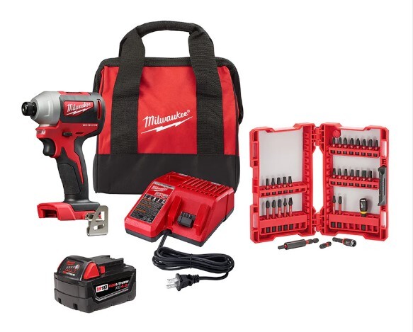 MIL2850-21XC ***DISC***M18 COMPACT BRUSHLESS 1/4" HEX IMPACT DRIVER W/ SHOCKWAVE 32PC IMPACT BIT SET