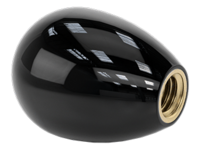 BLACK PHENOLIC OVAL BALL KNOB 1-1/8" DIAMETER, 3/8-16 THREAD