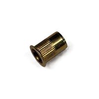 M5 LARGE FLANGE KNURLED STEEL RIVET NUT .020 TO .130 GRIP RANGE YELLOW ZINC