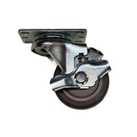 3 X 1 1/4 THERMO PLASTIC RUBBER SWIVEL CASTER 200LB CAPACITY WITH TOP LOCK BRAKE