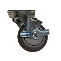 4 X 1 1/4 THERMO PLASTIC RUBBER SWIVEL CASTER 275LB CAPACITY WITH TOP LOCK BRAKE