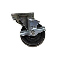 4 X 1 1/4 HARD RUBBER SWIVEL CASTER 250LB CAPACITY WITH TOP LOCK BRAKE
