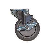 5 X 1 1/4 THERMO PLASTIC RUBBER SWIVEL CASTER 300LB CAPACITY WITH TOP LOCK BRAKE