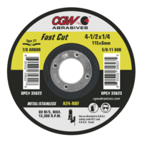 4 1/2&quot; X 1/4&quot; X 7/8&quot; T27 A24-N-BF STEEL FAST CUT GRINDING WHEEL
