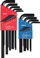 22PC SHORT &amp; LONG L-WRENCH HEX KEY SETS-STANDARD AND METRIC: .050-3/8 &amp; 1.5-10.0MM