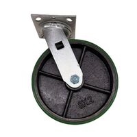 8" X 2" W X 9-1/2" H X 6-1/2" RADIUS POLY/IRON SWIVEL CASTER 1200# CAP