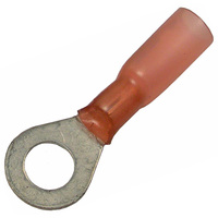 22-16 AWG #10 STUD RED CRIMP &amp; HEAT SHRINK RING TERMINAL