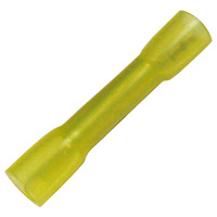 26-22 AWG YELLOW POLYOLEFIN CRIMP &amp; HEAT SHRINK BUTT CONNECTOR - 25/PK