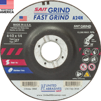 4 1/2&quot; X 1/4&quot; X 7/8&quot; TYPE 27 A24N GRINDING WHEEL