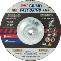 7&quot; X 1/4&quot; X 5/8-11 TYPE 27 A24N HUBBED GRINDING WHEEL