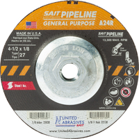 4 1/2&quot; X 1/8&quot; X 5/8-11 TYPE 27 PIPELINE GRINDING/CUTOFF WHEEL