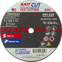 2&quot; X 1/16&quot; X 3/8&quot; TYPE 1 A36T THIN HIGH-SPEED CUTOFF WHEEL