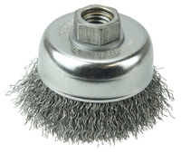 3&quot; CRIMPED WIRE CUP BRUSH .014 STEEL FILL 5/8-11 ARBOR HOLE