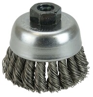 2 3/4&quot; SINGLE ROW KNOT WIRE CUP BRUSH .020 STEEL FILL M10 X 1.25 ARBOR HOLE
