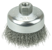 4&quot; CRIMPED WIRE CUP BRUSH .014 STEEL FILL 5/8-11 ARBOR HOLE