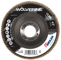 4 1/2&quot; X 7/8&quot; ARBOR HOLE VORTEC PRO ANGLED PHENOLIC BACKING T29 FLAP DISC 80Z GRIT