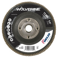 4 1/2&quot; X 5/8-11 NUT WOLVERINE T29 CONICAL PHENOLIC BACKING ZIRCONIA ALUMINA FLAP DISC 40 GRIT